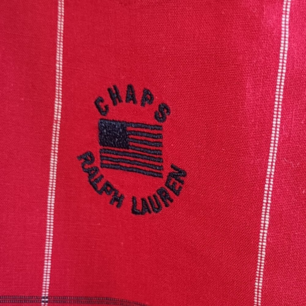 Vintage Ralph Lauren Chaps Mens Shirt Sz Large Windowpane Plaid Flag Logo - Picture 2 of 12